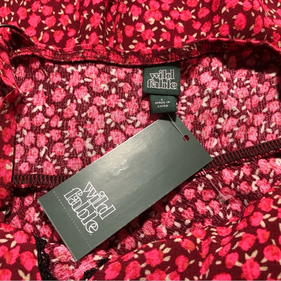 NWT Wild Fable Red Floral V-Neck Sleeveless Slip Dress - Picture 4 of 4